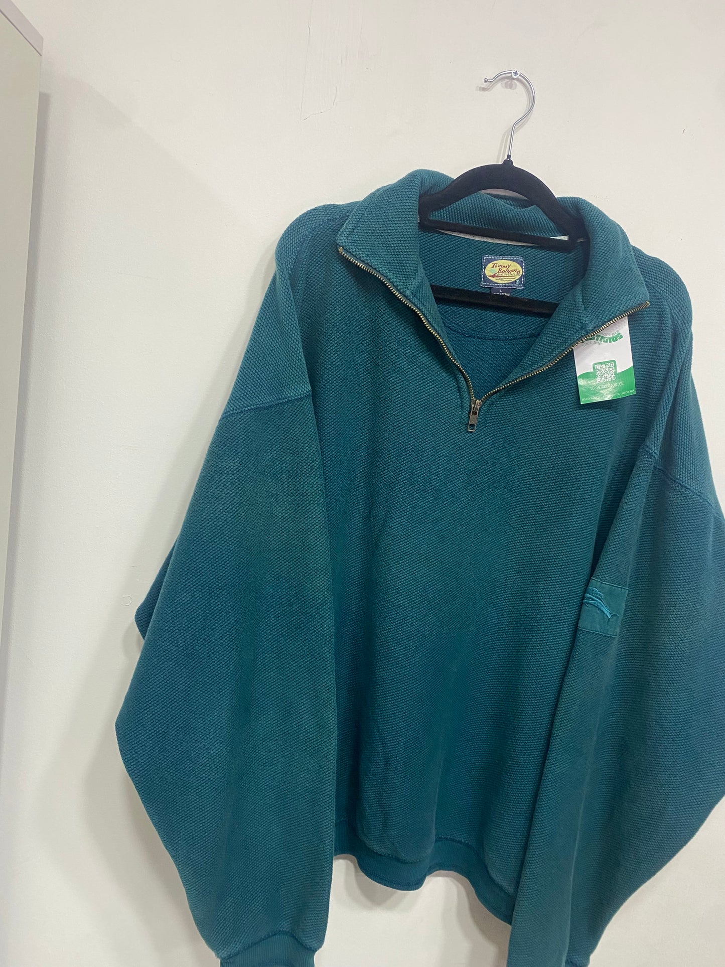 POLERON VERDE CUELLO PIQUÉ