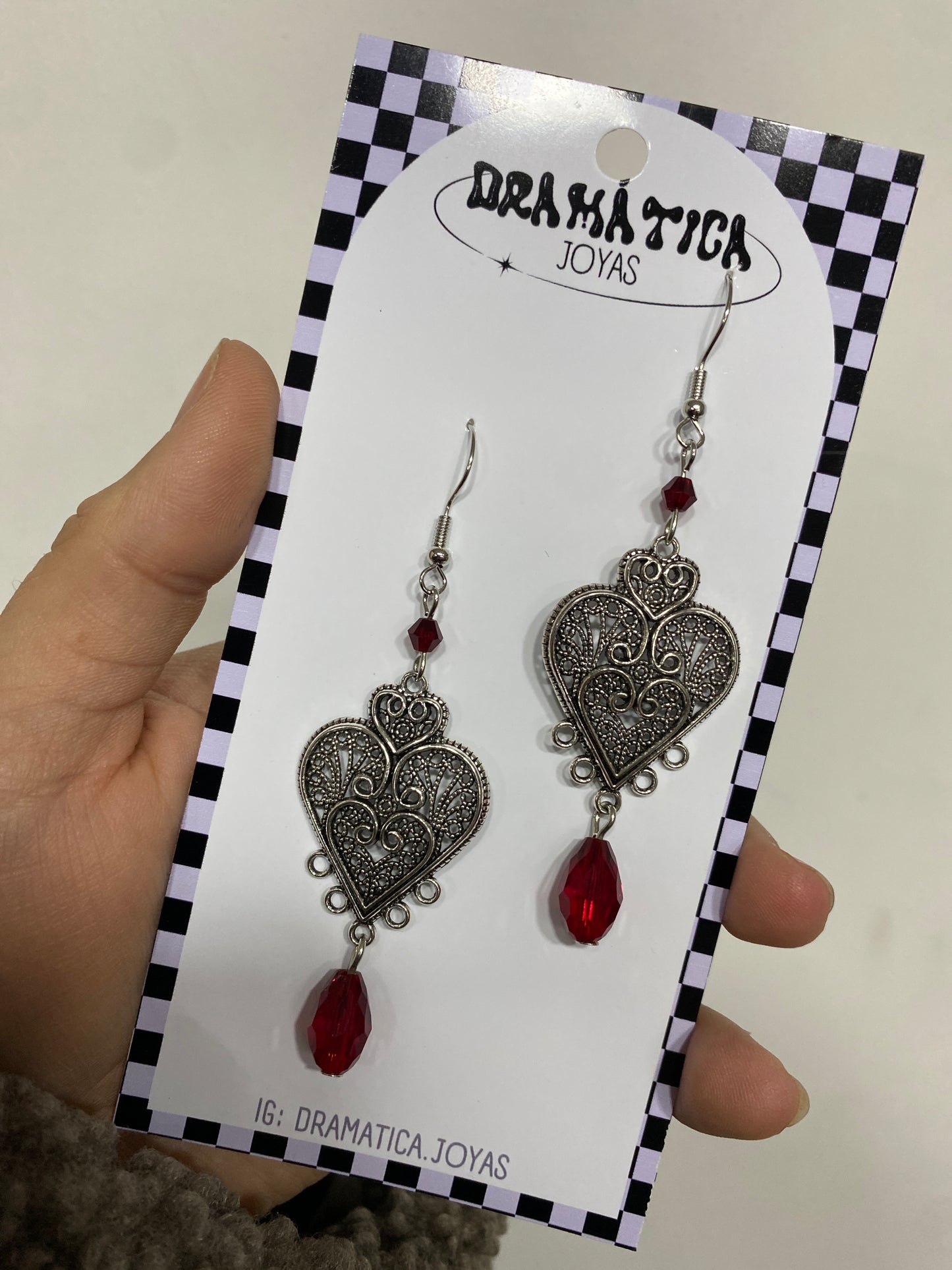 Aros corazón goth