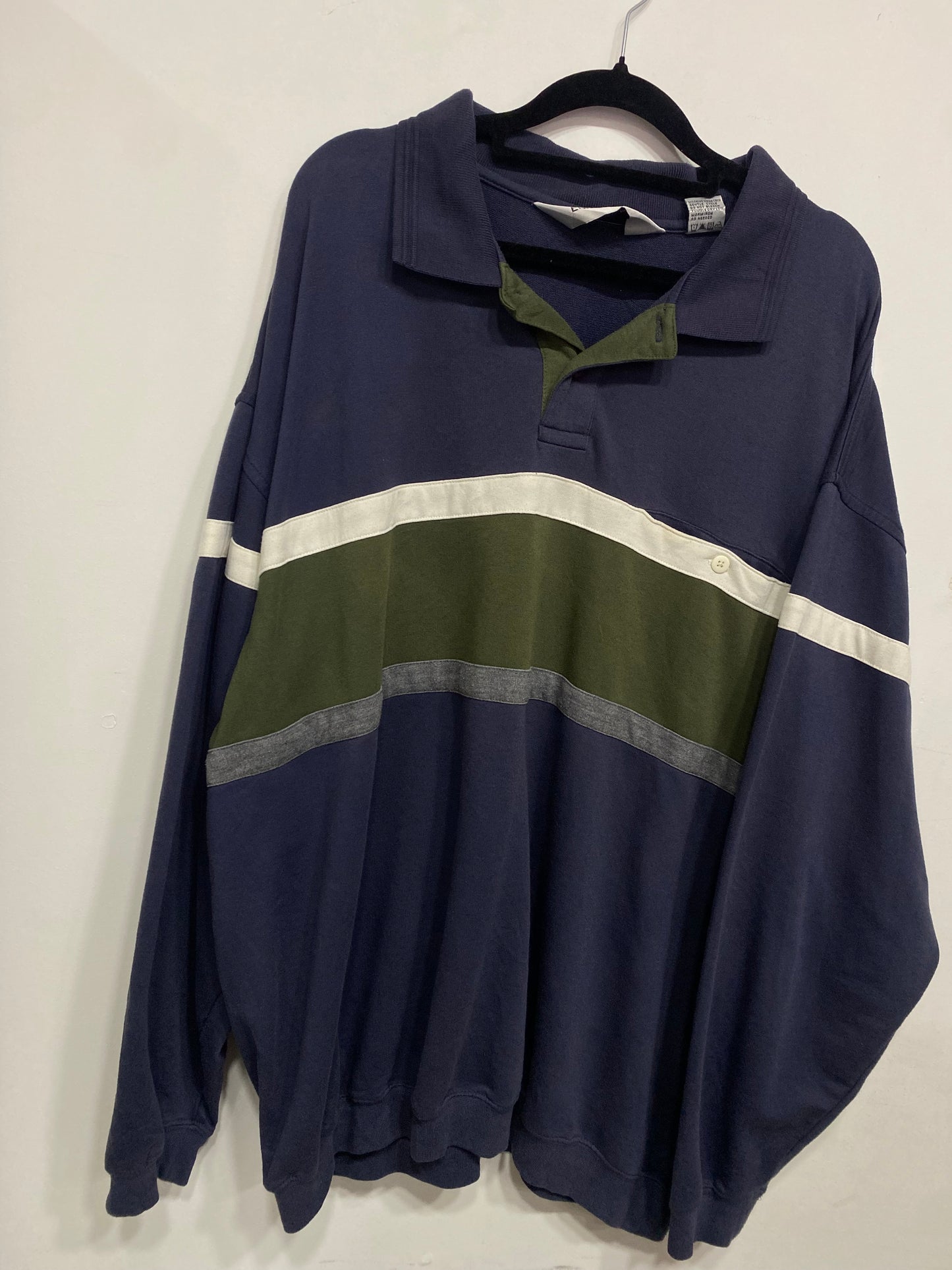 POLERON CUELLO PIQUÉ AZUL/VERDE