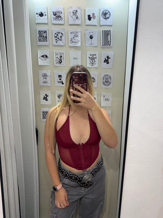 Corset blanca burdeo