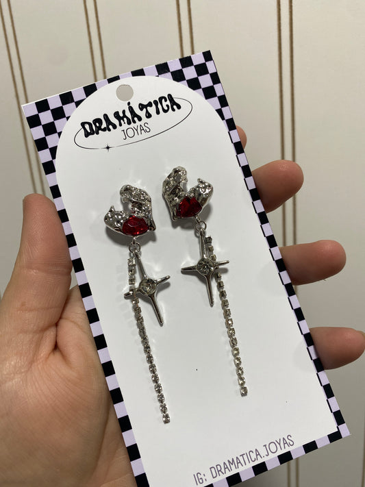 Aros corazón rojo