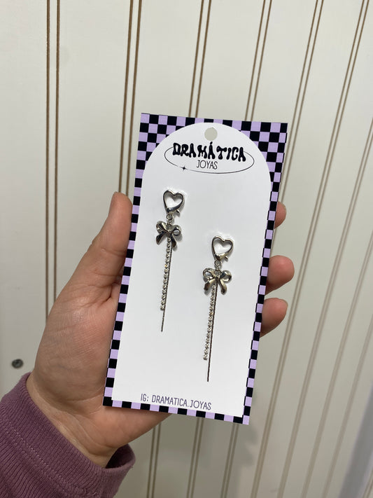 Aros corazón lazo