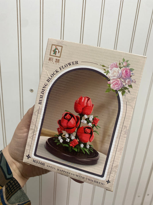 PUZZLE LEGO 3D ROSA ROJA