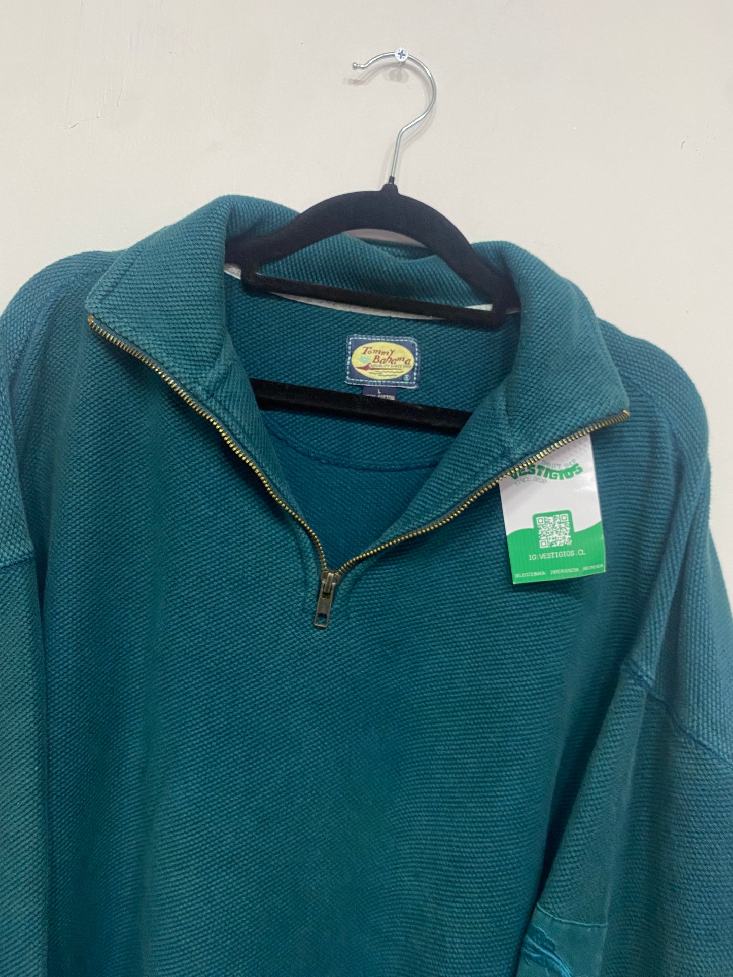 POLERON VERDE CUELLO PIQUÉ