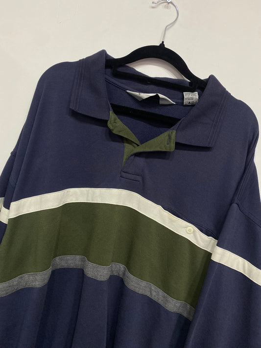 POLERON CUELLO PIQUÉ AZUL/VERDE