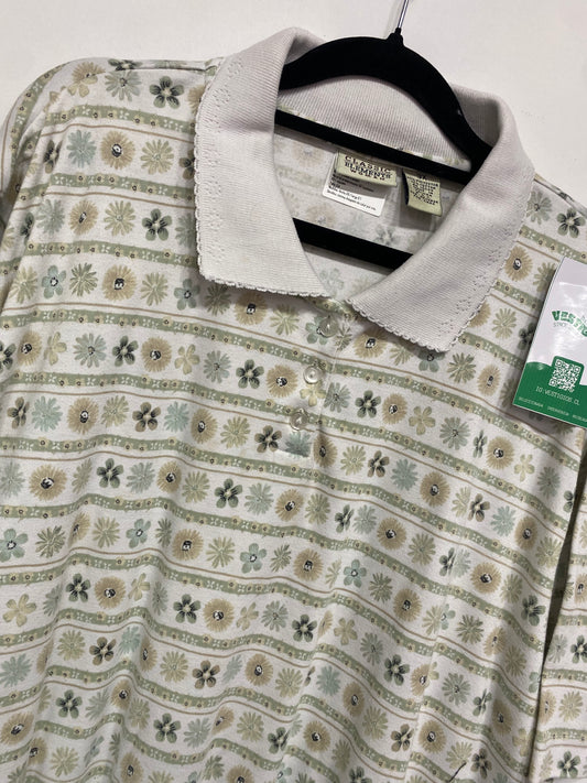 POLERA FLORES VTG CUELLO PIQUÉ