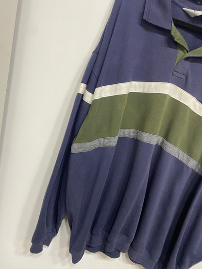 POLERON CUELLO PIQUÉ AZUL/VERDE