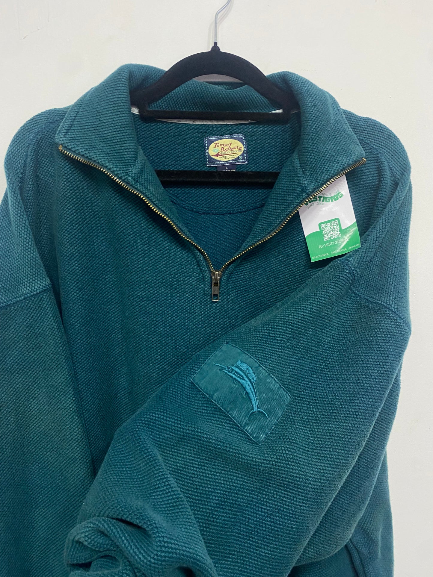 POLERON VERDE CUELLO PIQUÉ