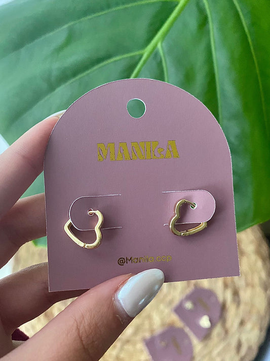 Aros Argolla Corazón – Enchape en Oro (13 mm)