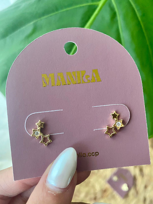 Aros Estrella con Circones – Enchape en Oro (Apegados)