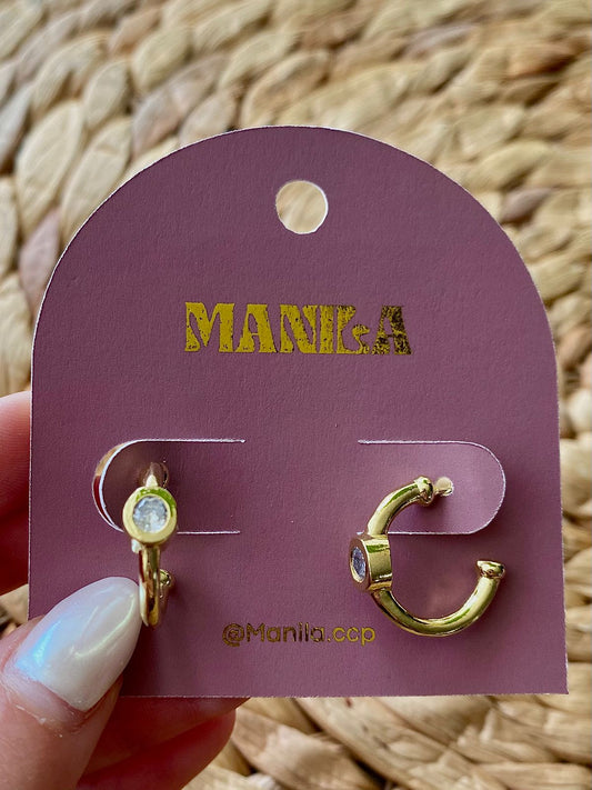 Aros Argolla con Punto de Luz – Enchape en Oro (27 mm)